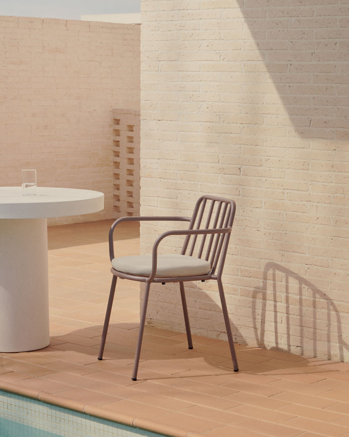 Kave Home - Stoel Bramant in staal met mauve afwerking