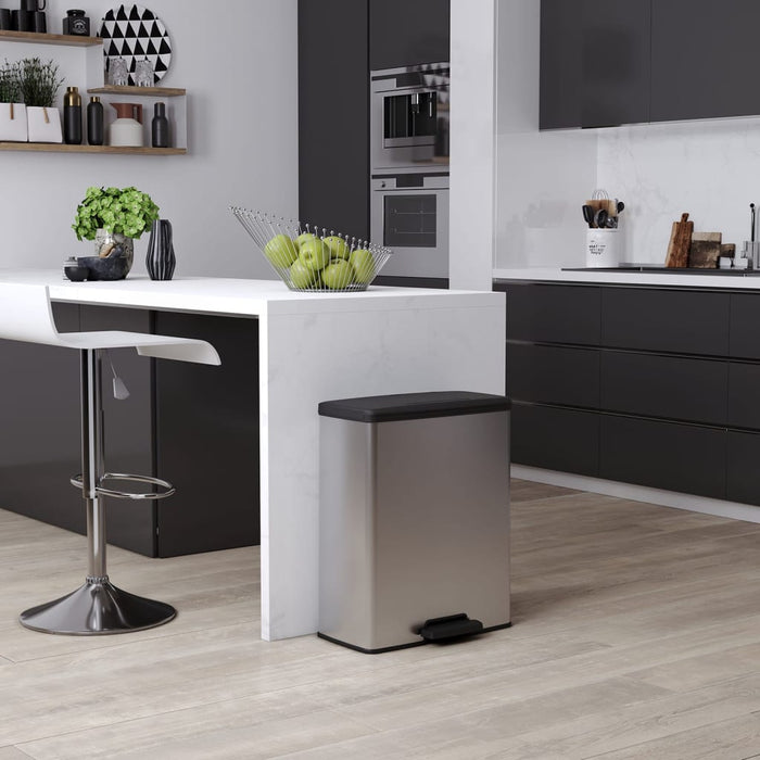 Curver Pedaalemmer Deco duo 26+26 L zilverkleurig