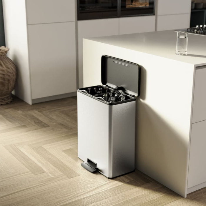 Curver Pedaalemmer Deco duo 26+26 L zilverkleurig