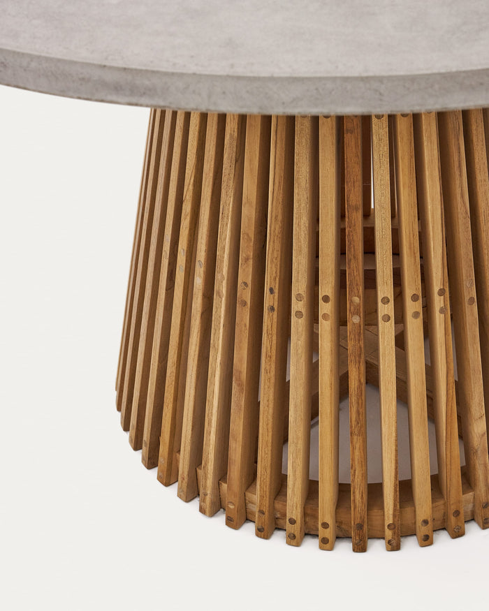 Kave Home - Ronde tuintafel Alcaufar van massief teakhout en grijs