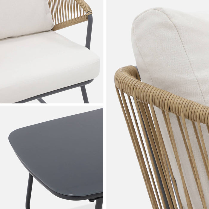 sweeek - Loungeset van metaal en natuurlijk hars, 4 zits