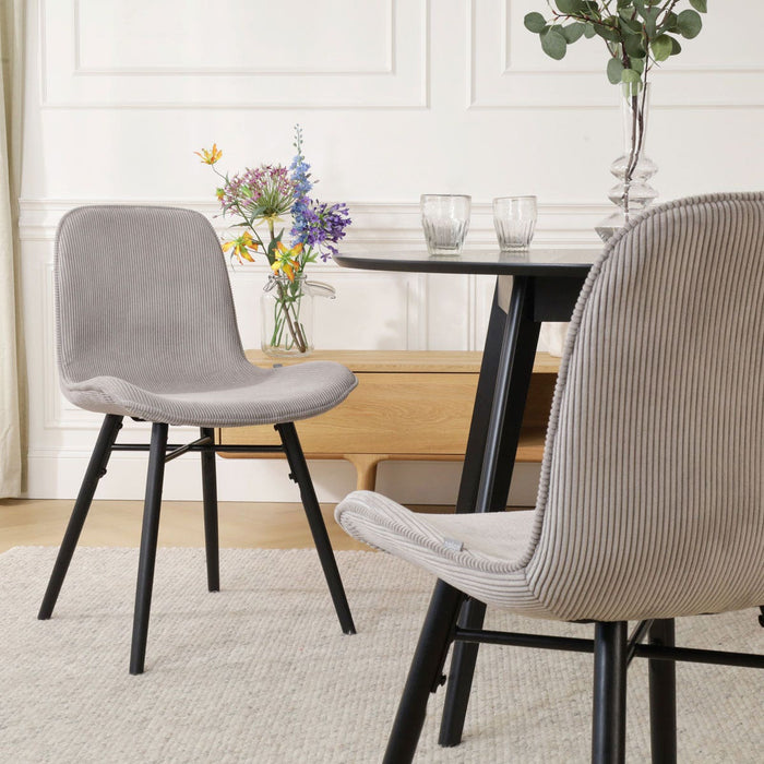 Nolon Nena-Fé Eetkamerstoel Ribstof Warm Grijs - Zwarte Houten Poten