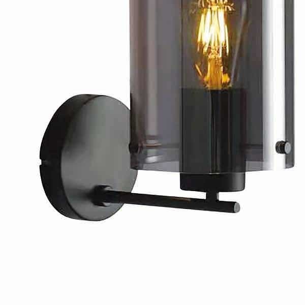 Freelight Wandlamp Ventotto Zwart & Smoke Glas 33cm