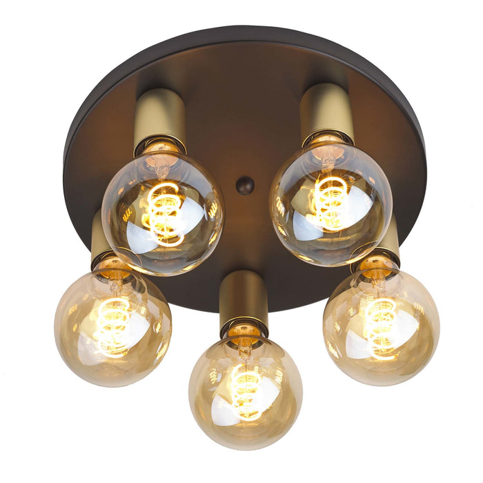 Ylumen Plafondlamp Basiq 5 lichts Ø 30 cm excl. E27 zwart goud