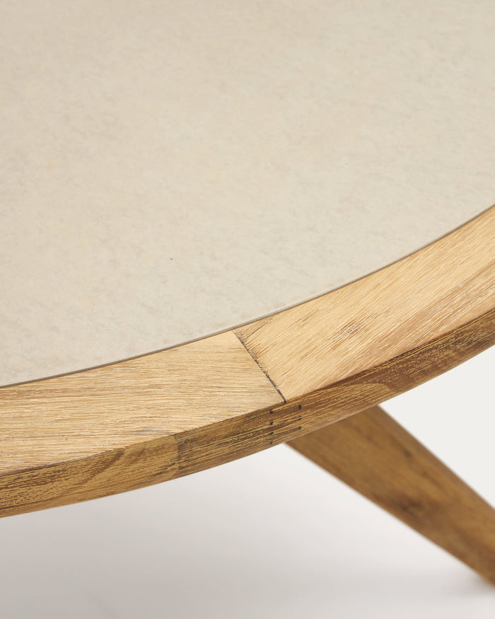 Kave Home - Julieta ronde tafel in beige polybeton en massief