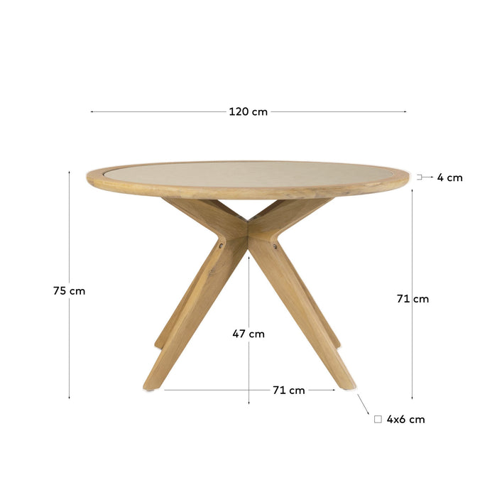 Kave Home - Julieta ronde tafel in beige polybeton en massief