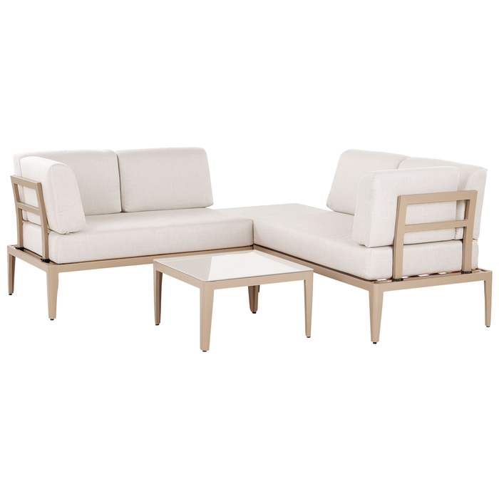 Beliani - RIMA III - Loungeset voor 6 - Lichtbeige - Aluminium