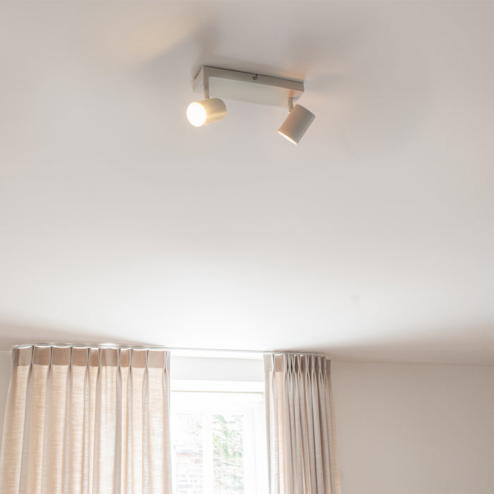 QAZQA Moderne plafondlamp wit 2-lichts verstelbaar rechthoekig -