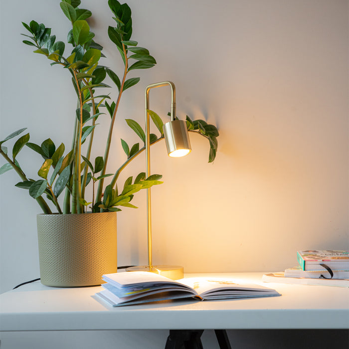 QAZQA Moderne tafellamp messing verstelbaar - Java