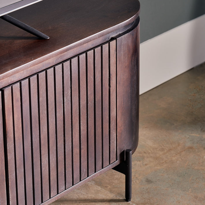 by fonQ Grand Tv-Meubel Donkerbruin Mangohout - B 210 cm