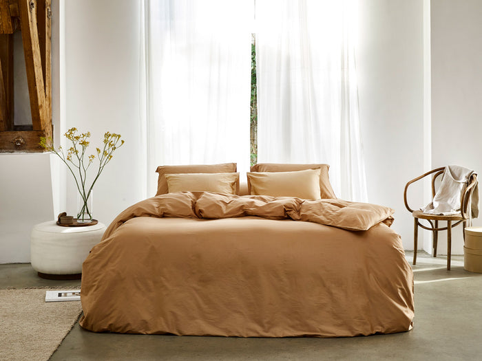Yumeko overtrekset katoen satijn caramel 140x220 + 1|60x70