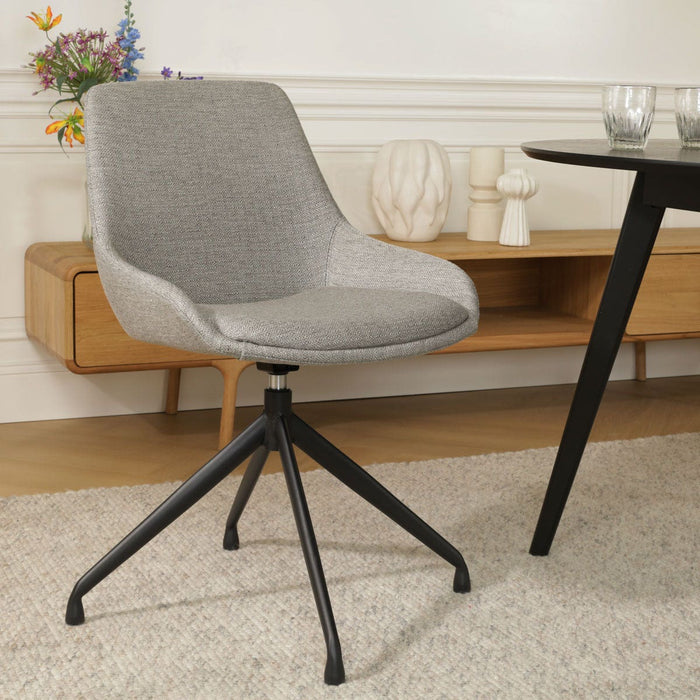 Nolon Nola-Isa Eetkamerstoel Warm Grijs - Draaibaar Zwart Onderstel