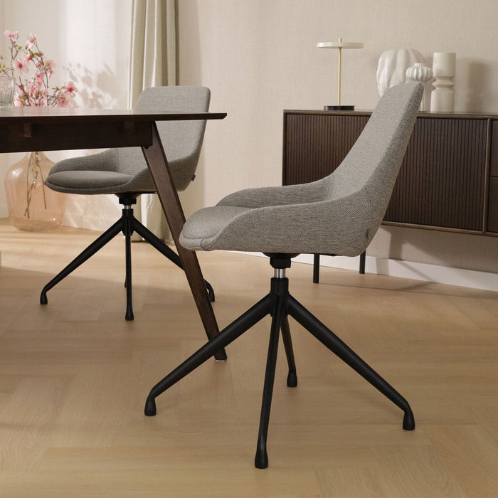 Nolon Nola-Isa Eetkamerstoel Warm Grijs - Draaibaar Zwart Onderstel