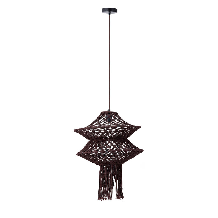 PTMD Milley Brown cotton macrame hanging lamp 2 layers
