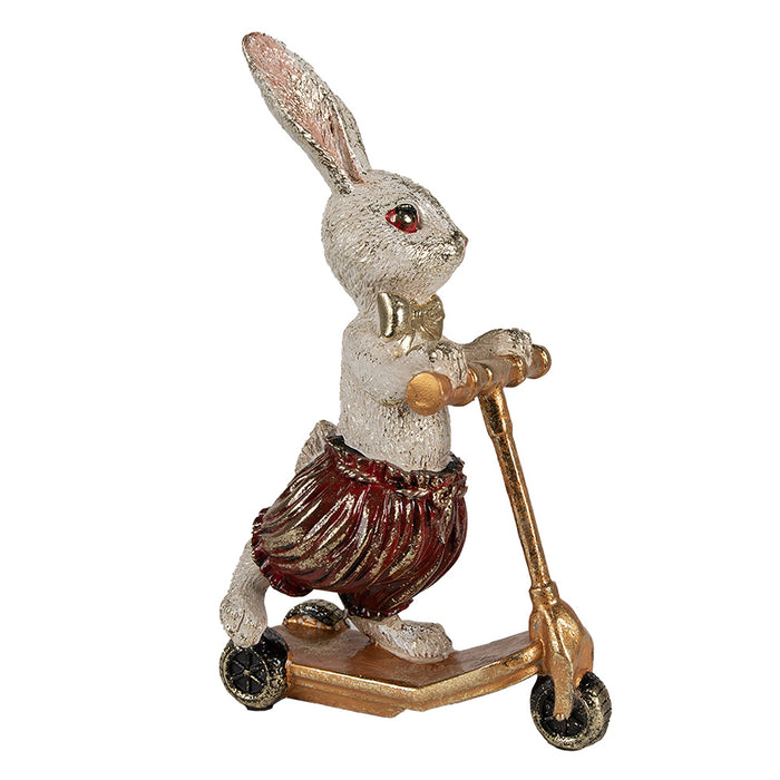 Clayre & Eef Beeld Konijn 25 cm Wit Goudkleurig Polyresin