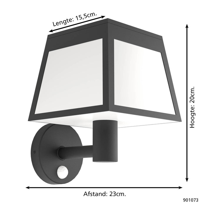 EGLO Altilia Solar Wandlamp - LED - 20 cm - Zwart|Wit