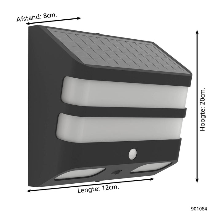 EGLO Stiappa Solar Wandlamp - LED - 20 cm - Zwart|Wit