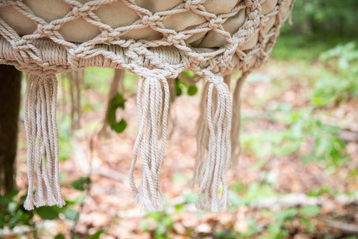 Nest outdoor Leah katoenen tuin hangstoel beige - met zitkussen