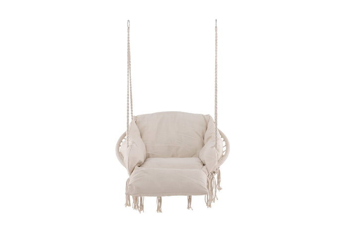Nest outdoor Leah katoenen tuin hangstoel beige - met zitkussen