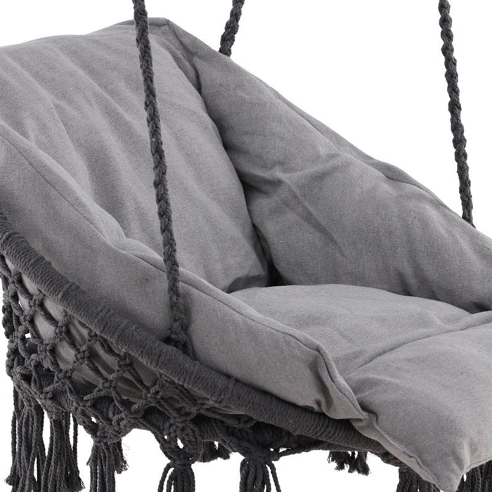 Nest outdoor Leah katoenen tuin hangstoel grijs - met zitkussen