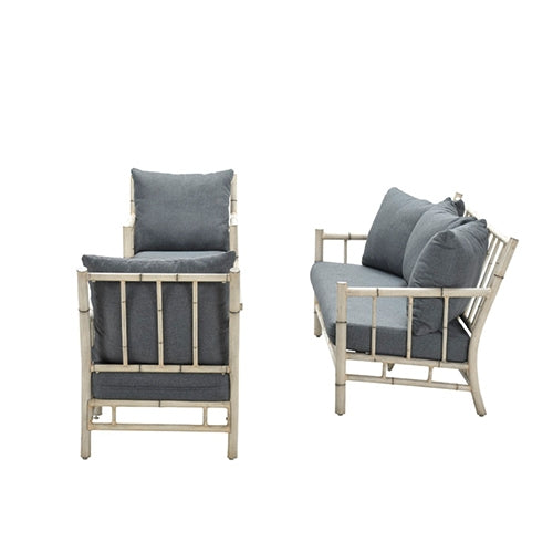 Lombok loungeset - 4-delig - aluminium - bamboo-look - mystic grey
