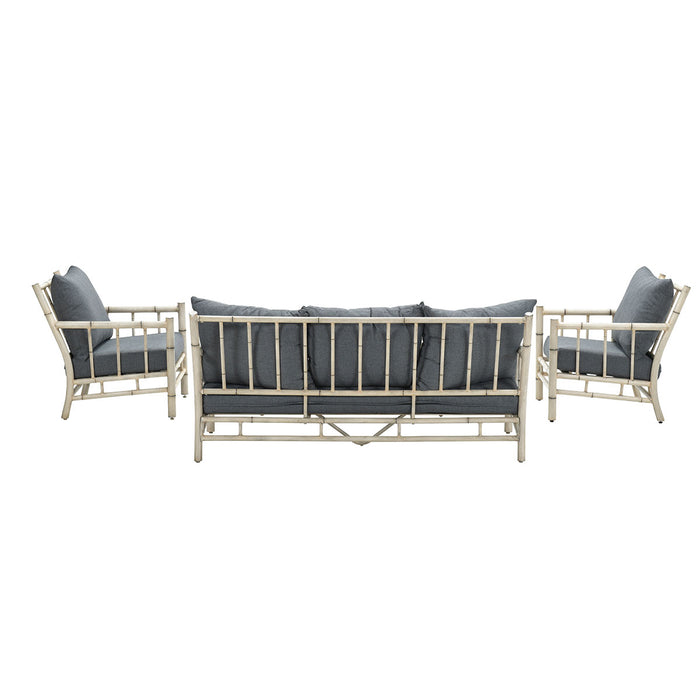 Lombok loungeset - 4-delig - aluminium - bamboo-look - mystic grey