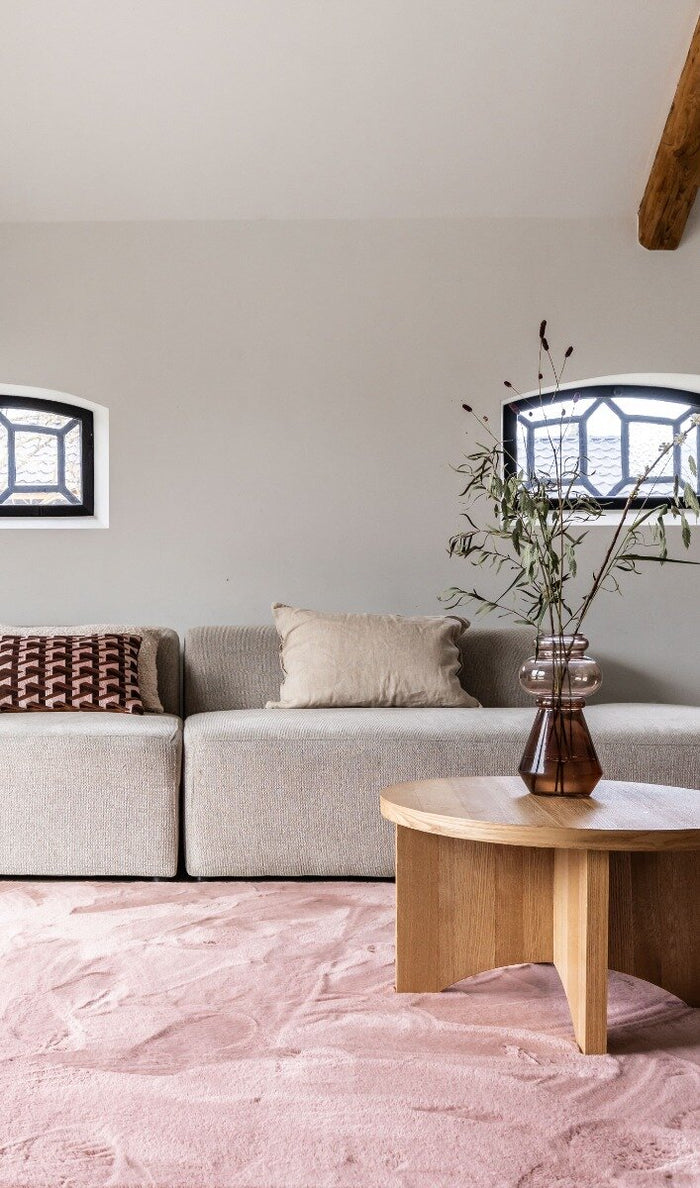 Interieur05 Rond Hoogpolig Vloerkleed Lux Oud Roze 200cm