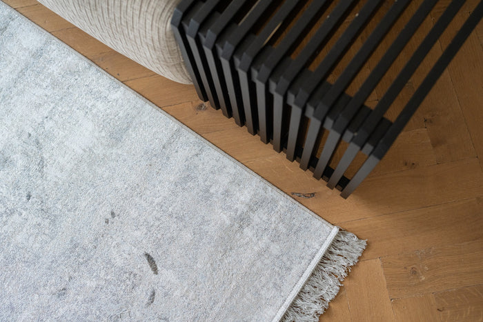 Vintage vloerkleed Smuk grijs met franjes 195x300cm