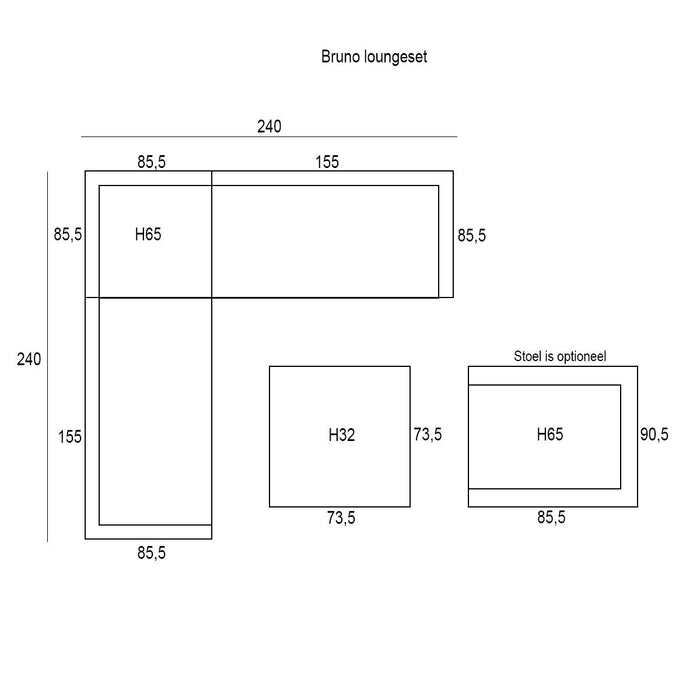 Garden Impressions Bruno loungeset 4-delig - licht grijs