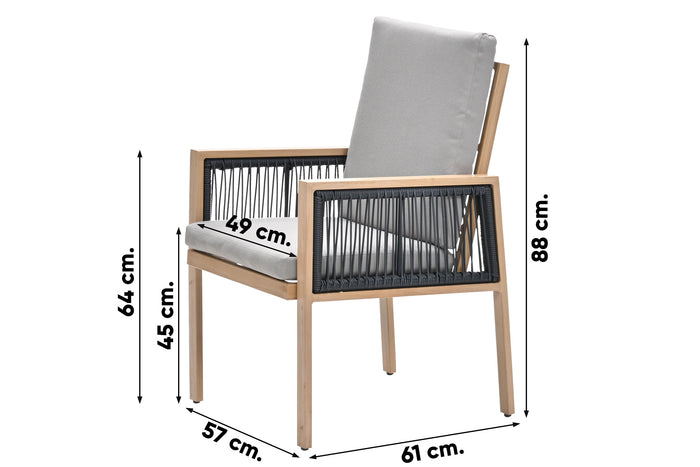 Decala tuinstoel - Aluminium houtlook - inlcusief kussens