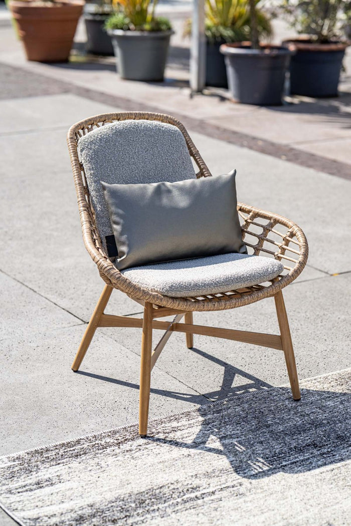 Castello lounge fauteuil - light teak look - natural rotan-merino sand