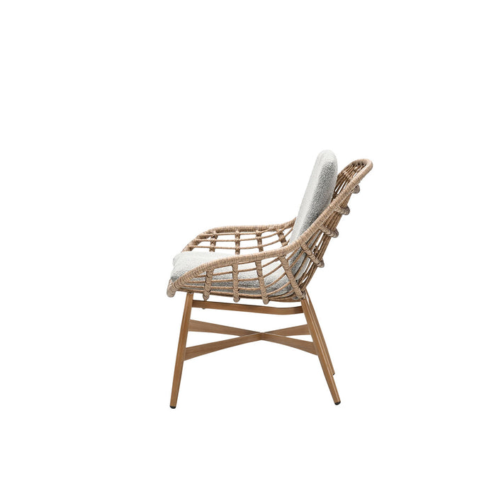 Castello lounge fauteuil - light teak look - natural rotan-merino sand