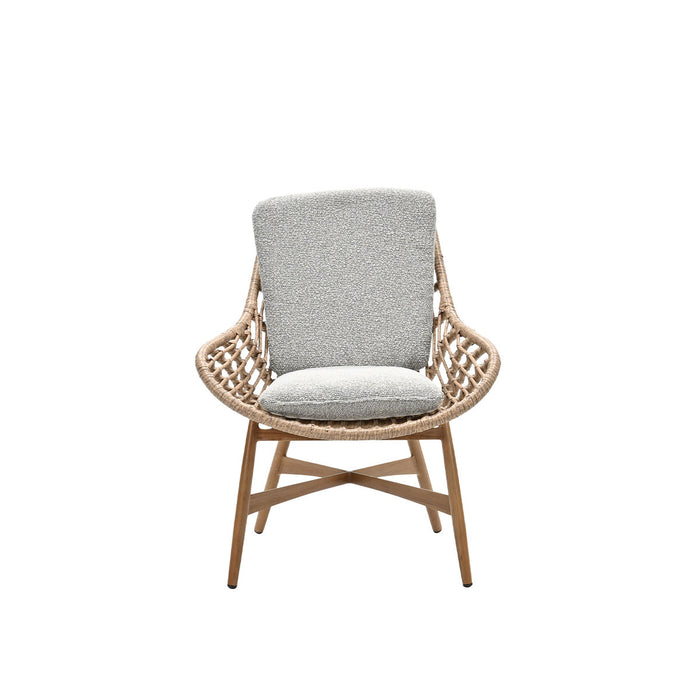Castello lounge fauteuil - light teak look - natural rotan-merino sand