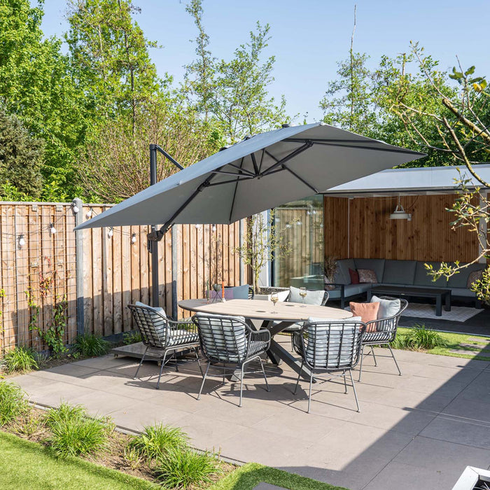 Garden Impressions Hawaii zweefparasol 300x300 c. black - licht grijs