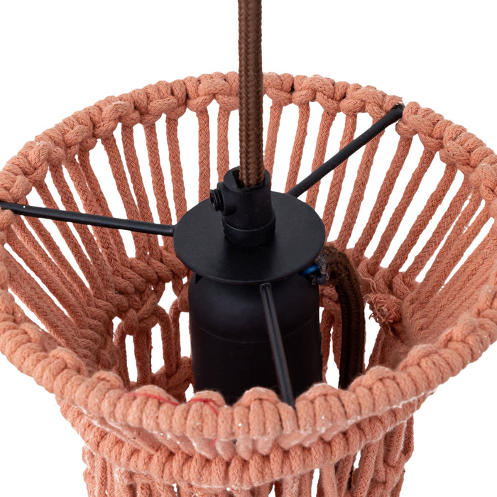 PTMD Milley Orange cotton macrame hanging lamp 3 layers