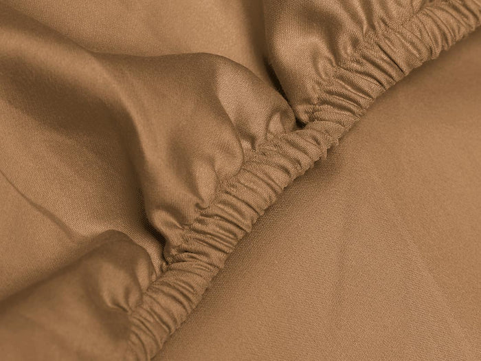 Yumeko hoeslaken katoen satijn caramel 180x210x30