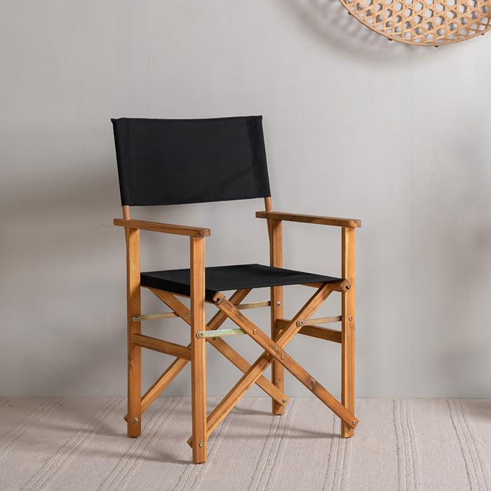 Nest outdoor Alba inklapbare houten tuinstoel zwart - met armleuningen