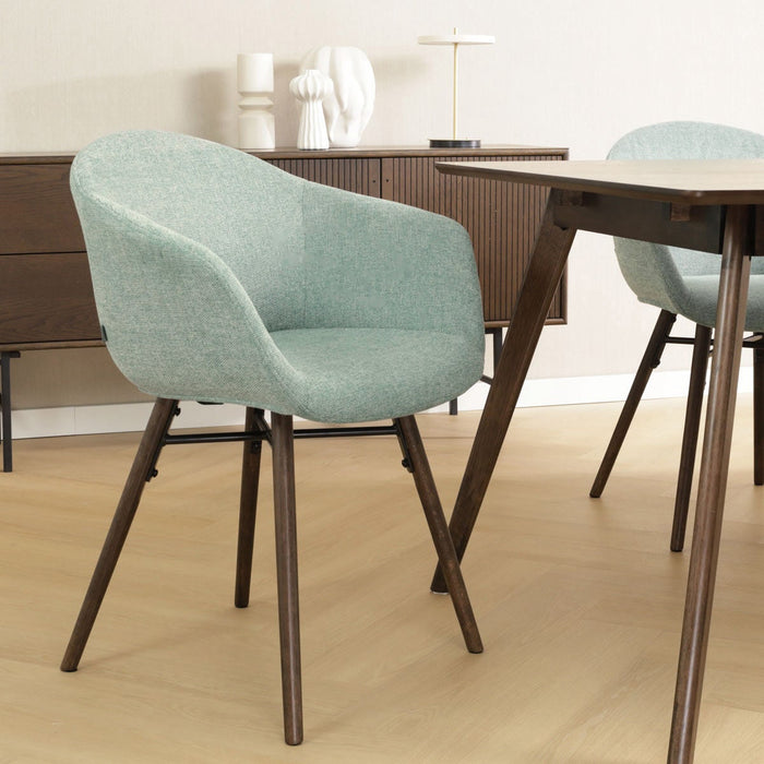 Nolon Nena-Otis Eetkamerstoel Zacht Groen - met Armleuning - Walnoot