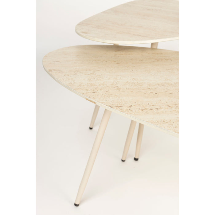 Housecraft Faiz Bijzettafel Travetin-Look Set van 3 - Beige