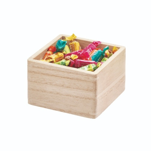 iDesign - Opbergbox, 11.5 x 11.5 x 7.6 cm, Paulownia Hout, Beige - iDe