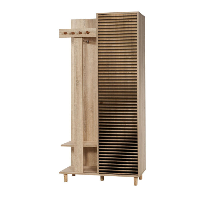 Giga Meubel - Garderobemeubel Eiken Hout - Gestreept - 90x36x194cm - Garmanto