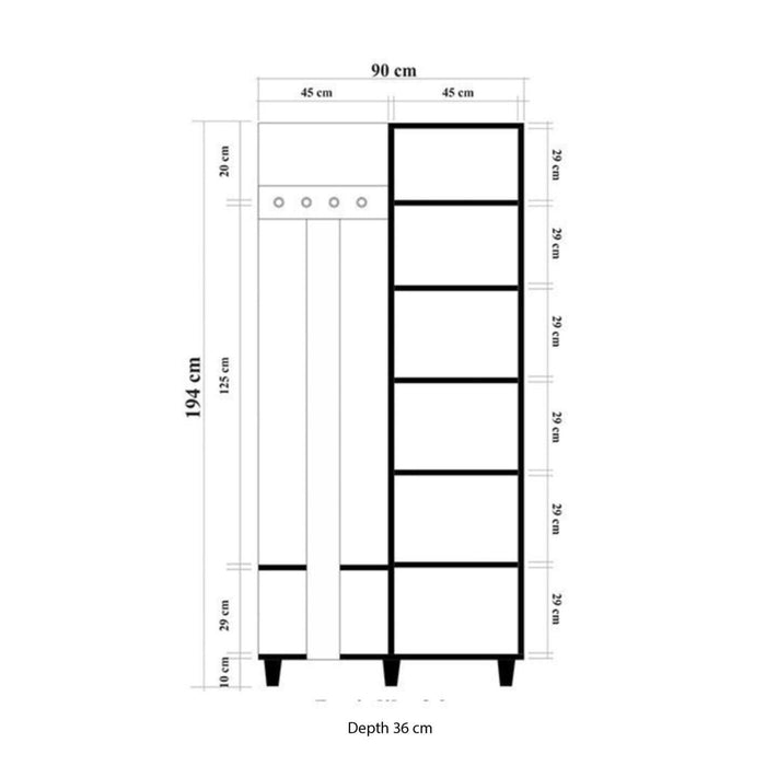 Giga Meubel - Garderobemeubel Eiken Hout - Gestreept - 90x36x194cm - Garmanto