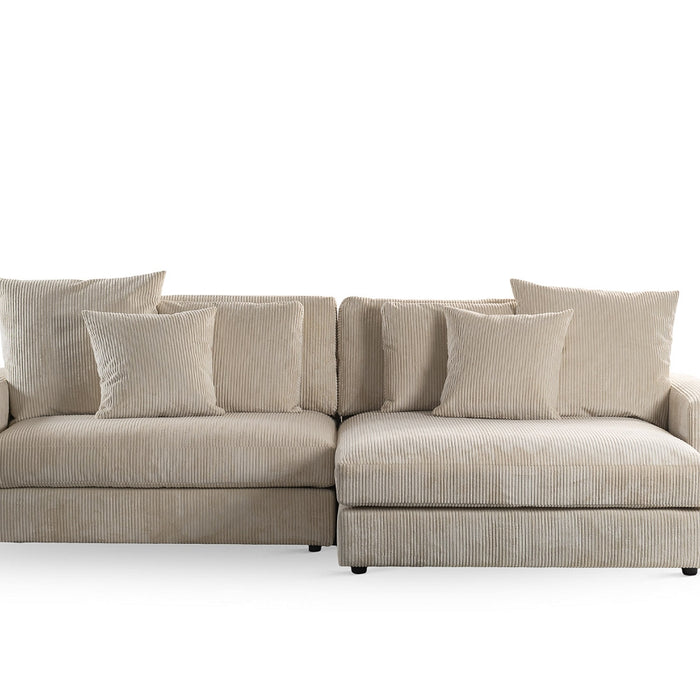 Giga Meubel - 3-Zitsbank Beige - 274x155x77cm - Ribstof - Bank Lincoln