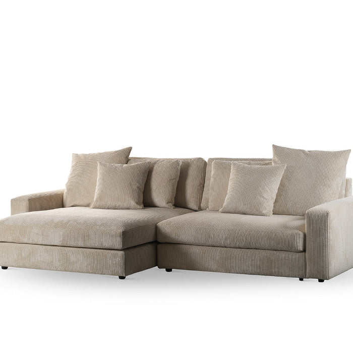 Giga Meubel - 3-Zitsbank Beige - 274x155x77cm - Ribstof - Bank Lincoln