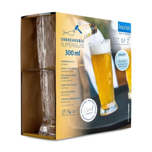 Koziol - Bierglas, 0.3 L, Set van 2, Organic, Transparant - Koziol | C
