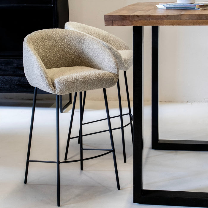 Giga Meubel - Barkruk Taupe - Stof|Textiel - Lova - Set van 2