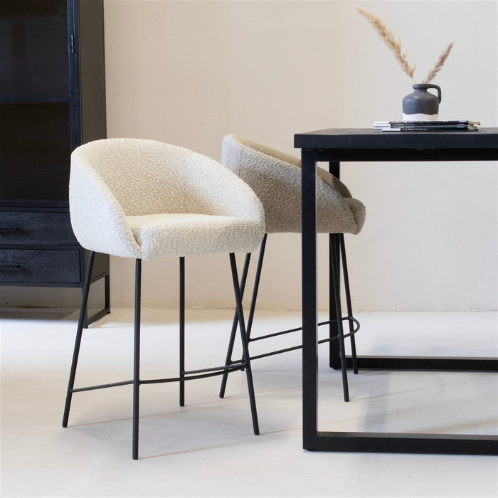 Giga Meubel - Barkruk Beige - Stof|Textiel - Lova - Set van 2