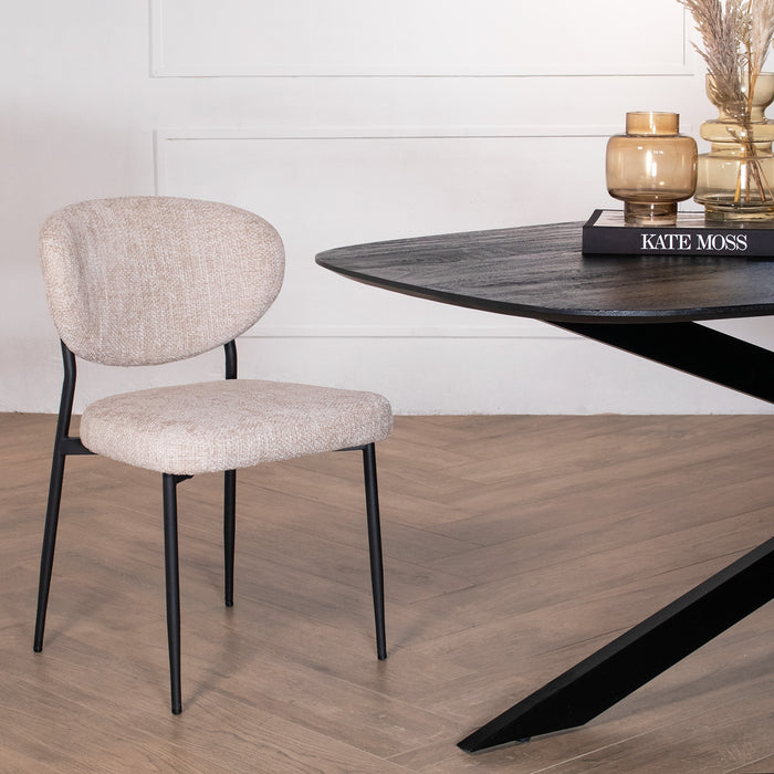 Giga Meubel - Eetkamerstoel Stof Beige - Set van 2