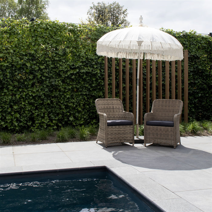 Giga Meubel - Parasol Bali Wit Met Franjes 185x260cm