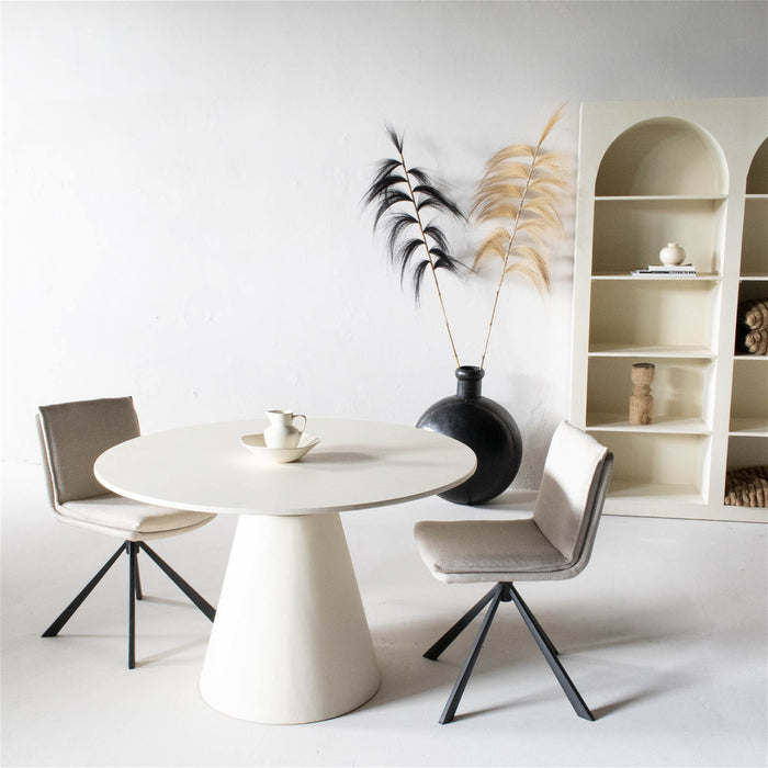 Giga Meubel - Eettafel Beige Rond - Beton Ciré - Ø150cm